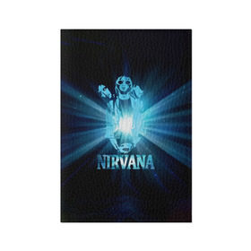 Обложка для паспорта матовая кожа с принтом Группа Nirvana , натуральная матовая кожа | размер 19,3 х 13,7 см; прозрачные пластиковые крепления | kurt cobain | nirvana | вечная память | гитара | гранж | кумир | курт кобейн | лучи | микрофон | музыкант | надпись | нирвана | певец | рок | свет