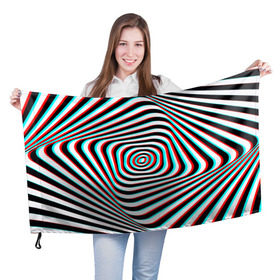 Флаг 3D с принтом RGB optical , 100% полиэстер | плотность ткани — 95 г/м2, размер — 67 х 109 см. Принт наносится с одной стороны | абстракция | волны | краска | линии | оптические | полосы | разводы | узоры | фрактал | цветные