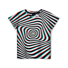 Детская футболка 3D с принтом RGB optical , 100% гипоаллергенный полиэфир | прямой крой, круглый вырез горловины, длина до линии бедер, чуть спущенное плечо, ткань немного тянется | абстракция | волны | краска | линии | оптические | полосы | разводы | узоры | фрактал | цветные