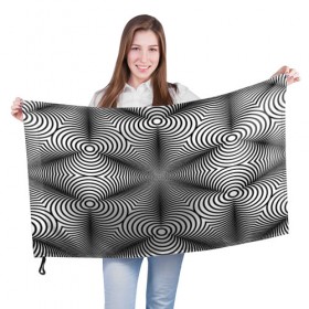 Флаг 3D с принтом Оптический pattern , 100% полиэстер | плотность ткани — 95 г/м2, размер — 67 х 109 см. Принт наносится с одной стороны | абстракция | волны | линии | оптические | полосы | разводы | узоры | фрактал