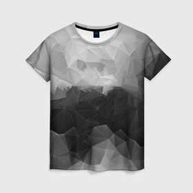 Женская футболка 3D с принтом Polygon gray , 100% полиэфир ( синтетическое хлопкоподобное полотно) | прямой крой, круглый вырез горловины, длина до линии бедер | abstraction | polygon | абстракция | грань | краски | кубик | кубики | линии | мозаика | ребро | текстура | узор