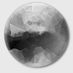 Значок с принтом Polygon gray ,  металл | круглая форма, металлическая застежка в виде булавки | abstraction | polygon | абстракция | грань | краски | кубик | кубики | линии | мозаика | ребро | текстура | узор