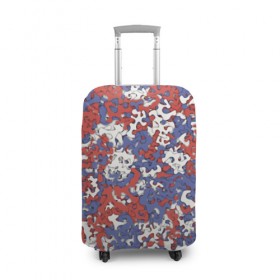 Чехол для чемодана 3D с принтом Бело-сине-красный камуфляж , 86% полиэфир, 14% спандекс | двустороннее нанесение принта, прорези для ручек и колес | белый | красный | милитари | паттрен | россия | синий | текстура | триколор | флаг