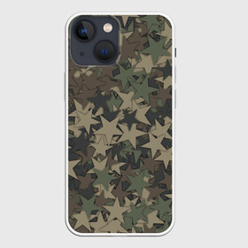Чехол для iPhone 13 mini с принтом Камуфляж со звездами ,  |  | геометрия | звезда | звезды | милитари | паттерн | текстура | фигуры | хаки