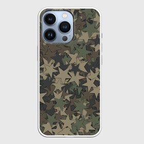 Чехол для iPhone 13 Pro с принтом Камуфляж со звездами ,  |  | геометрия | звезда | звезды | милитари | паттерн | текстура | фигуры | хаки