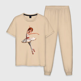 Мужская пижама хлопок с принтом Балерина , 100% хлопок | брюки и футболка прямого кроя, без карманов, на брюках мягкая резинка на поясе и по низу штанин
 | балерина | виктор | камилла | одетта | опера | фелис