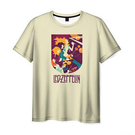 Мужская футболка 3D с принтом Led Zeppelin Art , 100% полиэфир | прямой крой, круглый вырез горловины, длина до линии бедер | poster