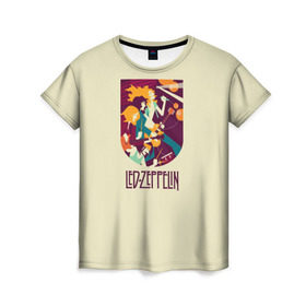 Женская футболка 3D с принтом Led Zeppelin Art , 100% полиэфир ( синтетическое хлопкоподобное полотно) | прямой крой, круглый вырез горловины, длина до линии бедер | poster