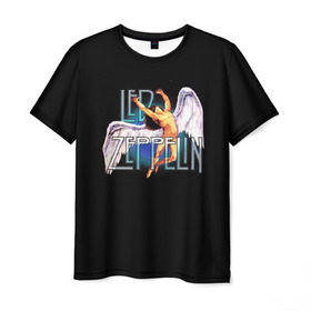 Мужская футболка 3D с принтом Led Zeppelin Angel , 100% полиэфир | прямой крой, круглый вырез горловины, длина до линии бедер | рок