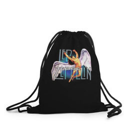 Рюкзак-мешок 3D с принтом Led Zeppelin Angel , 100% полиэстер | плотность ткани — 200 г/м2, размер — 35 х 45 см; лямки — толстые шнурки, застежка на шнуровке, без карманов и подкладки | рок