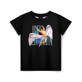 Детская футболка 3D с принтом Led Zeppelin Angel , 100% гипоаллергенный полиэфир | прямой крой, круглый вырез горловины, длина до линии бедер, чуть спущенное плечо, ткань немного тянется | рок