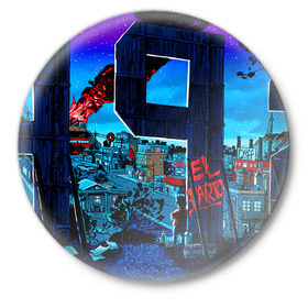 Значок с принтом El Barto ,  металл | круглая форма, металлическая застежка в виде булавки | Тематика изображения на принте: bart | simpsons | барт | симпсоны