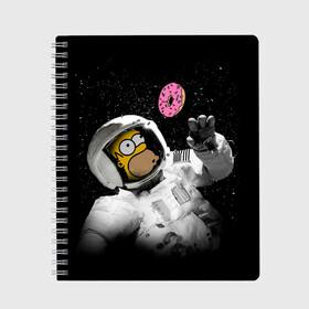 Тетрадь с принтом Space Homer , 100% бумага | 48 листов, плотность листов — 60 г/м2, плотность картонной обложки — 250 г/м2. Листы скреплены сбоку удобной пружинной спиралью. Уголки страниц и обложки скругленные. Цвет линий — светло-серый
 | Тематика изображения на принте: homer | simpsons | гомер | симпсон | симпсоны