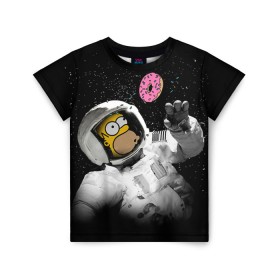 Детская футболка 3D с принтом Space Homer , 100% гипоаллергенный полиэфир | прямой крой, круглый вырез горловины, длина до линии бедер, чуть спущенное плечо, ткань немного тянется | homer | simpsons | гомер | симпсон | симпсоны