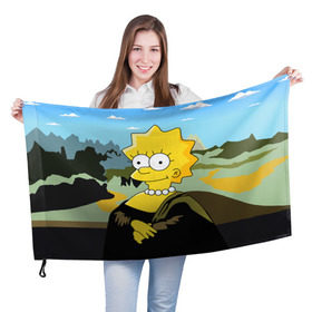 Флаг 3D с принтом MonaLiza , 100% полиэстер | плотность ткани — 95 г/м2, размер — 67 х 109 см. Принт наносится с одной стороны | bart | liza | simpsons | лиза | симпсоны