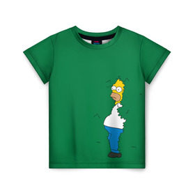 Детская футболка 3D с принтом Green , 100% гипоаллергенный полиэфир | прямой крой, круглый вырез горловины, длина до линии бедер, чуть спущенное плечо, ткань немного тянется | homer | simpsons | гомер | симпсон | симпсоны