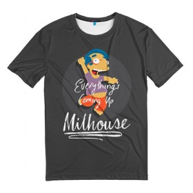 Мужская футболка 3D с принтом Milhouse , 100% полиэфир | прямой крой, круглый вырез горловины, длина до линии бедер | 