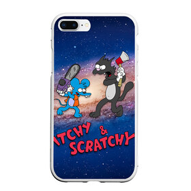 Чехол для iPhone 7Plus/8 Plus матовый с принтом Itchy & Scratchy space , Силикон | Область печати: задняя сторона чехла, без боковых панелей | Тематика изображения на принте: simpsons | the itchy  scratchy | симпсоны | щекотка и царапка