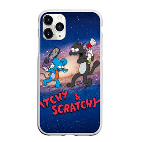 Чехол для iPhone 11 Pro матовый с принтом Itchy & Scratchy space , Силикон |  | Тематика изображения на принте: simpsons | the itchy  scratchy | симпсоны | щекотка и царапка