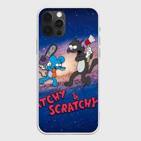 Чехол для iPhone 12 Pro с принтом Itchy & Scratchy space , силикон | область печати: задняя сторона чехла, без боковых панелей | Тематика изображения на принте: simpsons | the itchy  scratchy | симпсоны | щекотка и царапка