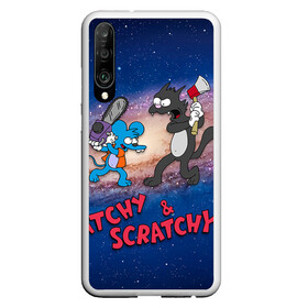 Чехол для Honor P30 с принтом Itchy & Scratchy space , Силикон | Область печати: задняя сторона чехла, без боковых панелей | simpsons | the itchy  scratchy | симпсоны | щекотка и царапка