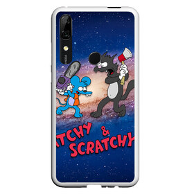 Чехол для Honor P Smart Z с принтом Itchy & Scratchy space , Силикон | Область печати: задняя сторона чехла, без боковых панелей | Тематика изображения на принте: simpsons | the itchy  scratchy | симпсоны | щекотка и царапка