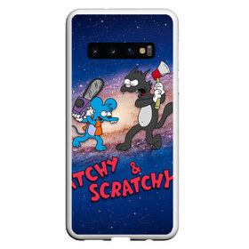 Чехол для Samsung Galaxy S10 с принтом Itchy & Scratchy space , Силикон | Область печати: задняя сторона чехла, без боковых панелей | Тематика изображения на принте: simpsons | the itchy  scratchy | симпсоны | щекотка и царапка