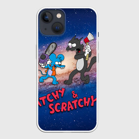 Чехол для iPhone 13 с принтом Itchy  Scratchy space ,  |  | Тематика изображения на принте: simpsons | the itchy  scratchy | симпсоны | щекотка и царапка