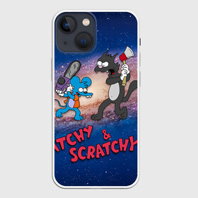 Чехол для iPhone 13 mini с принтом Itchy  Scratchy space ,  |  | Тематика изображения на принте: simpsons | the itchy  scratchy | симпсоны | щекотка и царапка