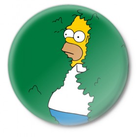 Значок с принтом Гомер ,  металл | круглая форма, металлическая застежка в виде булавки | simpsons | гомер | симпсоны