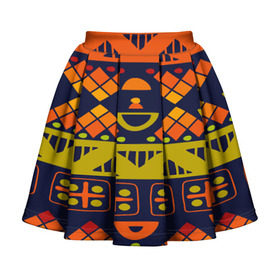 Детская юбка-солнце 3D с принтом Африканские символы , 100% полиэстер | Эластичный пояс, крупные складки | africa | pattern | африка | африканские мотивы | народы африки | национальная одежда | переплетение нитей | ткани | узор | этнический узор