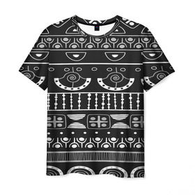 Мужская футболка 3D с принтом Black and White ethnic , 100% полиэфир | прямой крой, круглый вырез горловины, длина до линии бедер | pattern | индийские мотивы | индия | народы индии | национальная одежда | переплетение нитей | ткани | узор | этнический узор