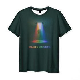Мужская футболка 3D с принтом Imagine Dragons Light , 100% полиэфир | прямой крой, круглый вырез горловины, длина до линии бедер | demons | evolve | mirrors | radioactive | драконы | космос | музыка | нло | ночь | поп | радуга | рок | свет