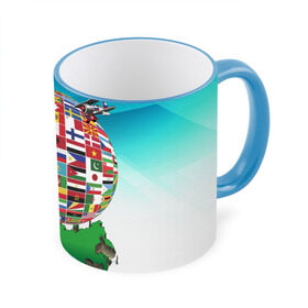Кружка 3D с принтом Флаги , керамика | ёмкость 330 мл | Тематика изображения на принте: америка | казахстан | карта | россия | туризм | флаг | флаги | шар