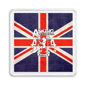 Магнит 55*55 с принтом Asking Alexandria флаг Англии , Пластик | Размер: 65*65 мм; Размер печати: 55*55 мм | бен брюс | герб | группа | джеймс касселлс | дэнни уорсноп | жанр | кэмерон лидделл | лев | музыка | музыканты | песни | рок | сэм бэттли | хэви метал | электроникор