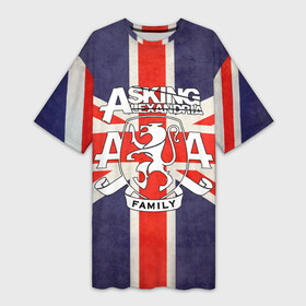 Платье-футболка 3D с принтом Asking Alexandria флаг Англии ,  |  | бен брюс | герб | группа | джеймс касселлс | дэнни уорсноп | жанр | кэмерон лидделл | лев | музыка | музыканты | песни | рок | сэм бэттли | хэви метал | электроникор