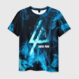 Мужская футболка 3D с принтом Linkin Park синий дым , 100% полиэфир | прямой крой, круглый вырез горловины, длина до линии бедер | Тематика изображения на принте: альтернативный рок | линкин парк