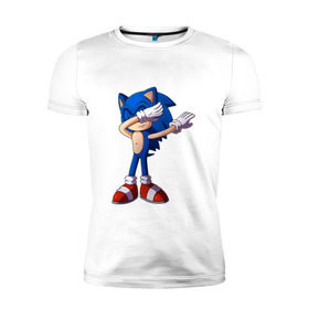 Мужская футболка премиум с принтом Sonic dab , 92% хлопок, 8% лайкра | приталенный силуэт, круглый вырез ворота, длина до линии бедра, короткий рукав | dab | dabbing | game | music | style | арт | игры | музыка | мультик | мультсериалы | мультфильмы | стиль