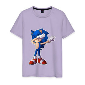 Мужская футболка хлопок с принтом Sonic dab , 100% хлопок | прямой крой, круглый вырез горловины, длина до линии бедер, слегка спущенное плечо. | dab | dabbing | game | music | style | арт | игры | музыка | мультик | мультсериалы | мультфильмы | стиль