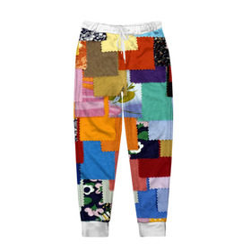 Мужские брюки 3D с принтом Цветные лоскуты , 100% полиэстер | манжеты по низу, эластичный пояс регулируется шнурком, по бокам два кармана без застежек, внутренняя часть кармана из мелкой сетки | color | spray | капли красок | лоскуты | одежда | радуга | разноцветные | цветные