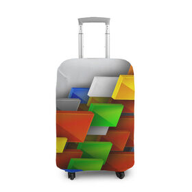 Чехол для чемодана 3D с принтом Абстрактные фигуры , 86% полиэфир, 14% спандекс | двустороннее нанесение принта, прорези для ручек и колес | Тематика изображения на принте: грань | краски | кубик | кубики | линии | мозаика | разноцветные кубы | ребро | текстура | тени | узор