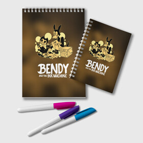 Блокнот с принтом Bendy and the ink machine (3D) , 100% бумага | 48 листов, плотность листов — 60 г/м2, плотность картонной обложки — 250 г/м2. Листы скреплены удобной пружинной спиралью. Цвет линий — светло-серый
 | Тематика изображения на принте: bendy | horror | ink | machine