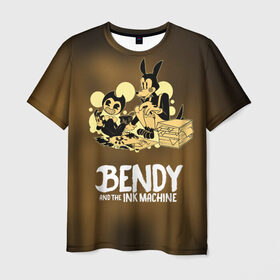 Мужская футболка 3D с принтом Bendy and the ink machine , 100% полиэфир | прямой крой, круглый вырез горловины, длина до линии бедер | Тематика изображения на принте: bendy | horror | ink | machine