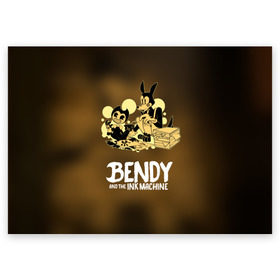 Поздравительная открытка с принтом Bendy and the ink machine (3D) , 100% бумага | плотность бумаги 280 г/м2, матовая, на обратной стороне линовка и место для марки
 | Тематика изображения на принте: bendy | horror | ink | machine
