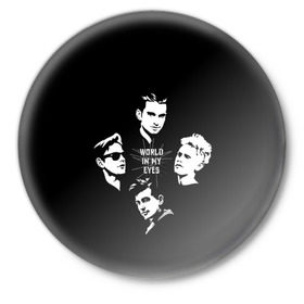 Значок с принтом Depeche mode(world in my eyes) ,  металл | круглая форма, металлическая застежка в виде булавки | depeche mode | music | альтернатива | музыка | рок