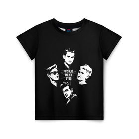 Детская футболка 3D с принтом Depeche mode(world in my eyes) , 100% гипоаллергенный полиэфир | прямой крой, круглый вырез горловины, длина до линии бедер, чуть спущенное плечо, ткань немного тянется | depeche mode | music | альтернатива | музыка | рок