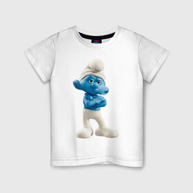 Детская футболка хлопок с принтом Ворчун , 100% хлопок | круглый вырез горловины, полуприлегающий силуэт, длина до линии бедер | смурфики
