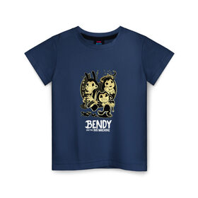 Детская футболка хлопок с принтом Bendy and the ink machine (7) , 100% хлопок | круглый вырез горловины, полуприлегающий силуэт, длина до линии бедер | bendy | bendy and the ink machine | horror | ink | machine | trend