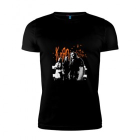 Мужская футболка премиум с принтом Группа Korn , 92% хлопок, 8% лайкра | приталенный силуэт, круглый вырез ворота, длина до линии бедра, короткий рукав | Тематика изображения на принте: альтернативный метал | группа | корн | ню метал