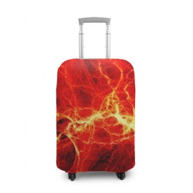 Чехол для чемодана 3D с принтом Огненные молнии , 86% полиэфир, 14% спандекс | двустороннее нанесение принта, прорези для ручек и колес | абстракции | арт | молния | огонь | полосы | узорыpattern